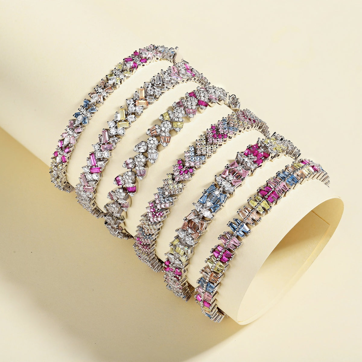 [AuraEcho]Radiant Colorful Emerald Cut Party Bracelet