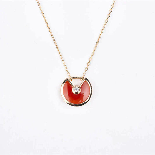 [AuraEcho]AMULETTE GOLD CARNELIAN ONYX NECKLACE