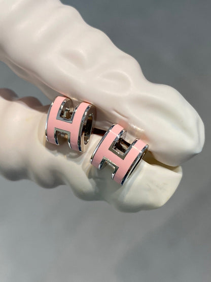 [AuraEcho]MINI POP H SILVER EARRINGS PINK