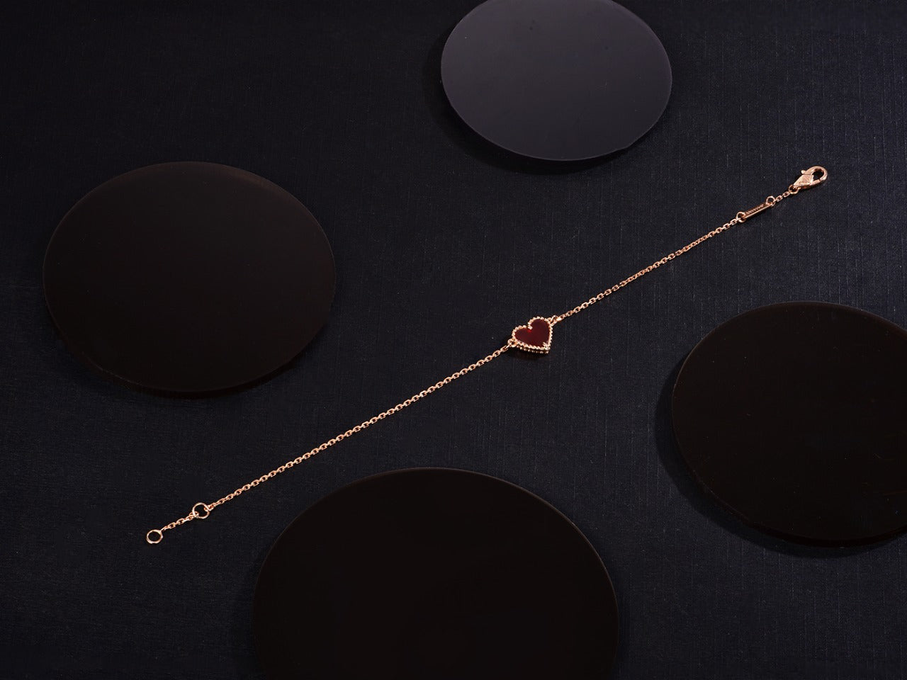 [AuraEcho]HEART CARNELIAN PINK GOLD BRACELET