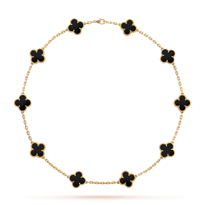 [AuraEcho]CLOVER 10 MOTIFS ONYX NECKLACE