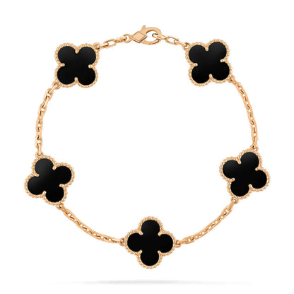 [AuraEcho]CLOVER  5 MOTIFS BLACK ONYX BRACELET