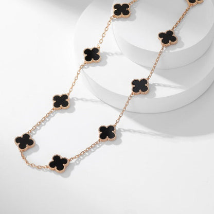 [AuraEcho]CLOVER 10 MOTIFS ONYX NECKLACE