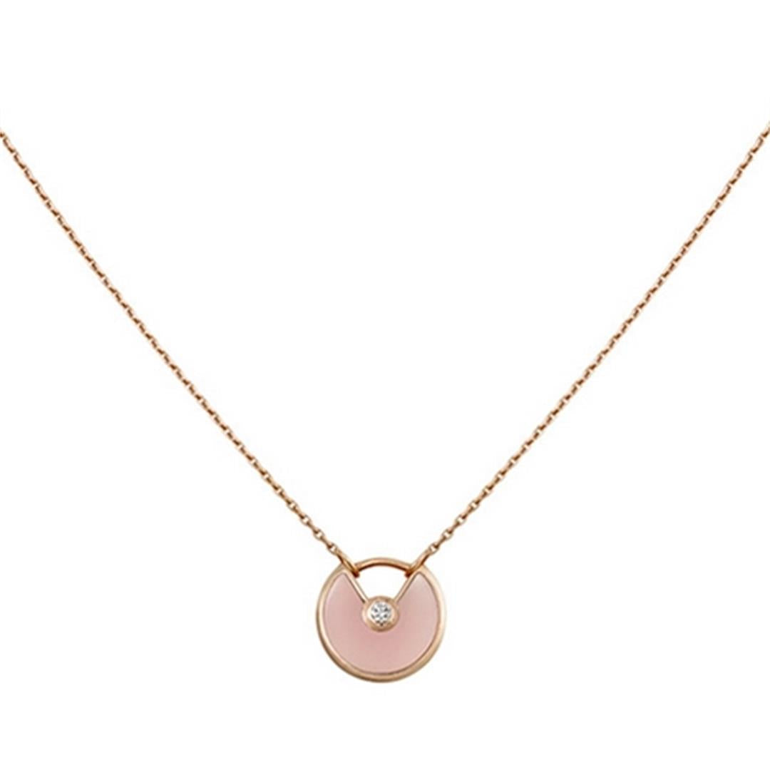 [AuraEcho]AMULETTE ROSE GOLD PINK MOP NECKLACE