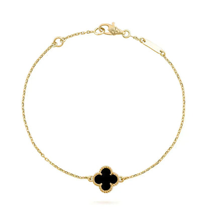 [AuraEcho]CLOVER ONYX SINGLE FLOWER BRACELET