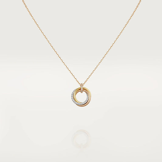 [AuraEcho]TRINITY NECKLACE SILVER GOLD PINK GOLD DIAMONDS