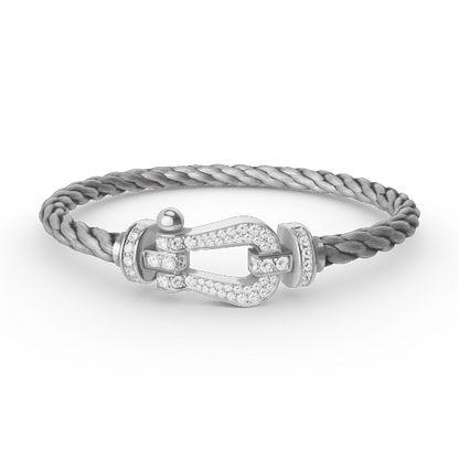[AuraEcho]FORCE LARGE HORSESHOE FULL DIAMOND BRACELET SILVER
