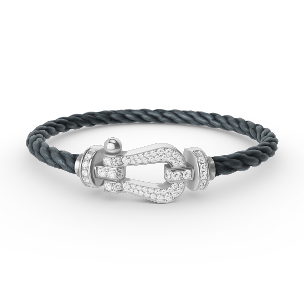[AuraEcho]FORCE LARGE HORSESHOE FULL DIAMOND BRACELET SILVER